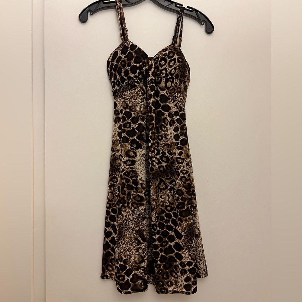 New Juniors Small Leopard Print Dress with adjustable straps
